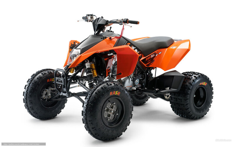 Orange Quad Bike — Neutral, Photograph, Black Seat, Tires, Handlebars