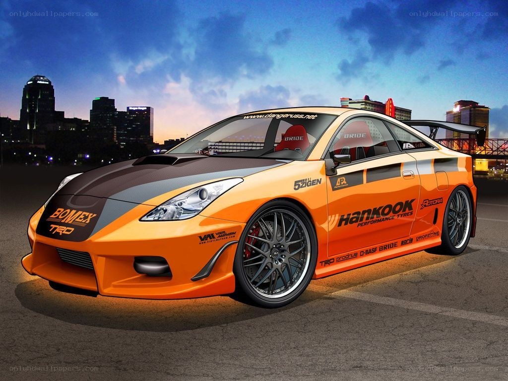 orange race car at night