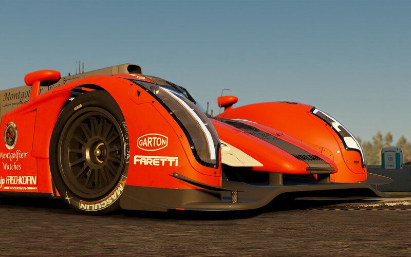 Orange Race Car — Calm, Afternoon, 3d Render, Race Track