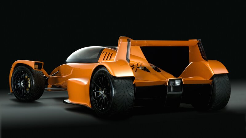 Orange Race Car — Dramatic, 3d Render, Wheels