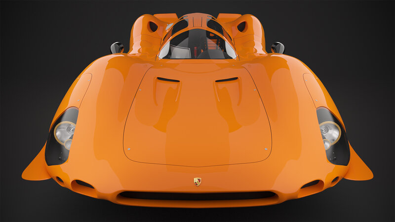 Orange Race Car — Dramatic, 3d Render, Windshield