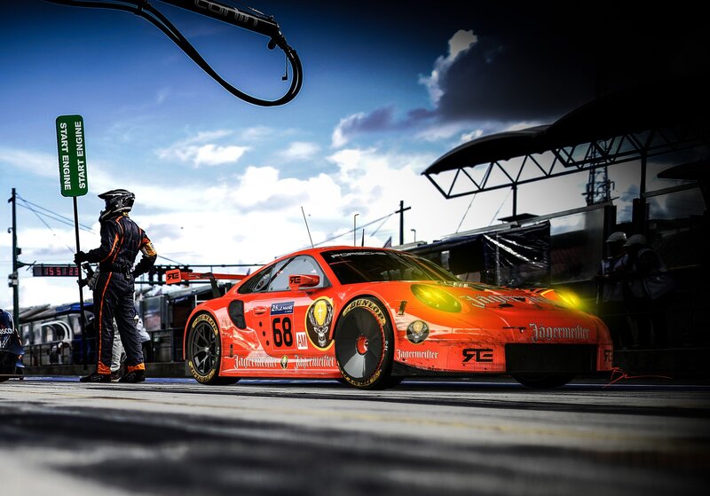 Orange Race Car — Dramatic, Afternoon, Digital Art