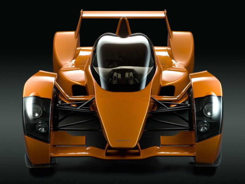 Orange Race Car — Dramatic, Photograph, Windshield