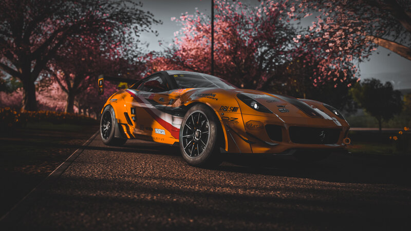 Orange Race Car — Dramatic, Spring