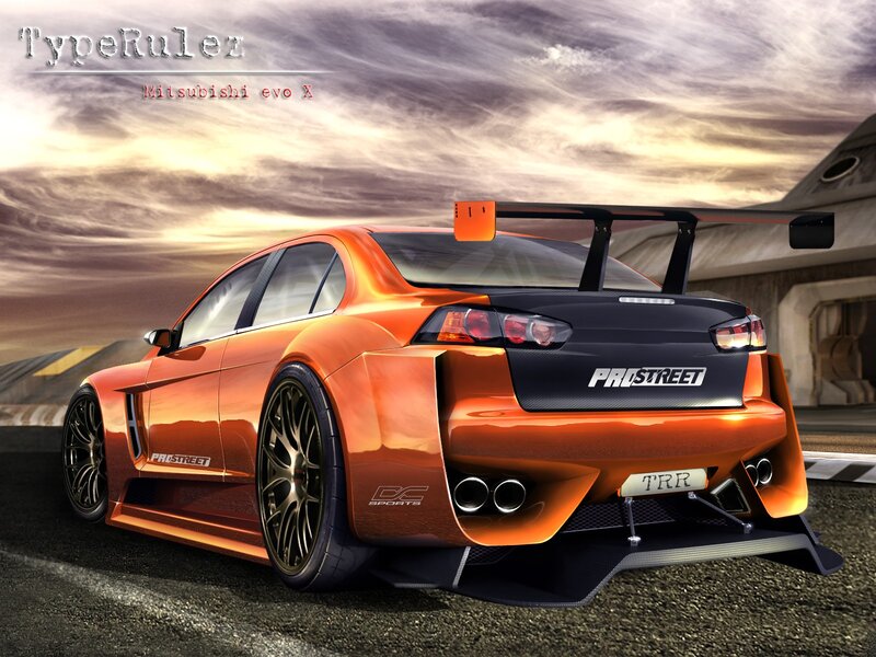 Orange Race Car — Dramatic, Sunset, 3d Render
