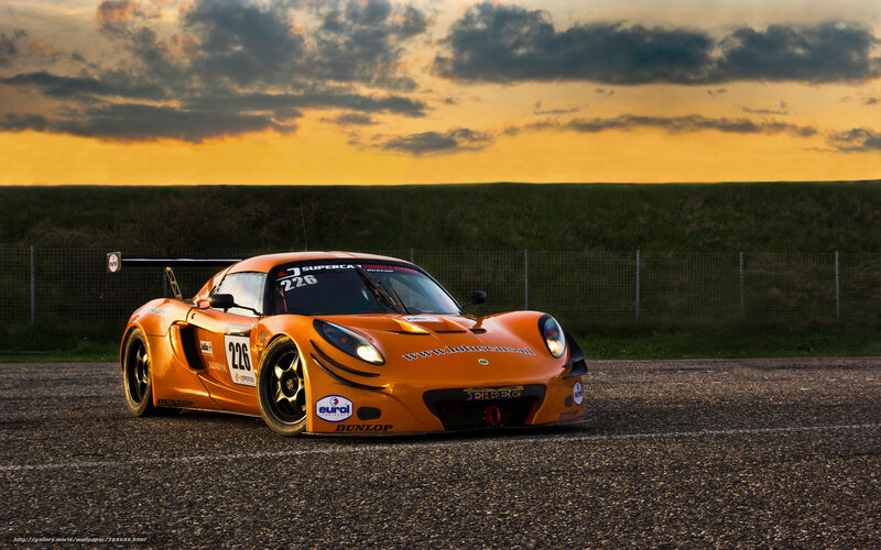Orange Race Car — Dramatic, Sunset, Photograph
