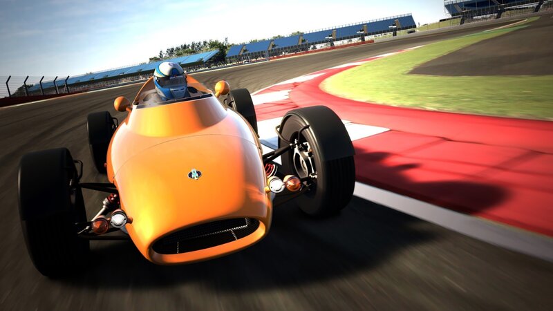Orange Race Car — Dynamic, Afternoon, 3d Render, Driver, Racetrack