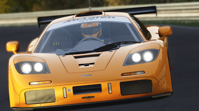 Orange Race Car — Dynamic, Afternoon, 3d Render, Driver, Racing Track