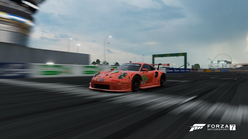 Orange Race Car — Dynamic, Afternoon, 3d Render, Race Track, Ferris Wheel