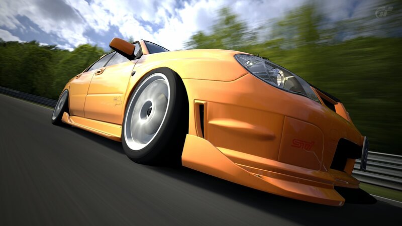 Orange Race Car — Dynamic, Afternoon, 3d Render, Race Track