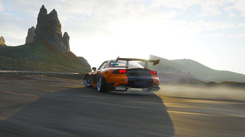 Orange Race Car — Dynamic, Afternoon, 3d Render, Road