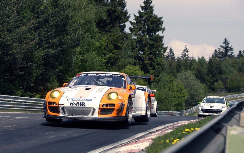 Orange Race Car — Dynamic, Afternoon, Photograph, Race Cars