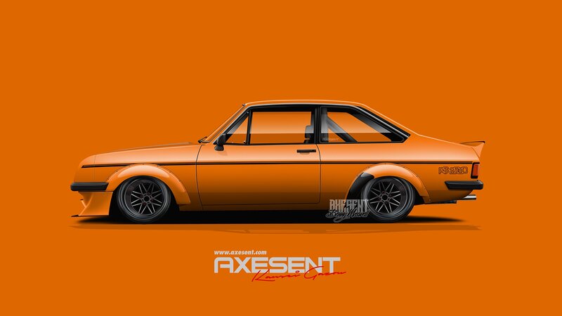 Orange Race Car — Dynamic, Digital Art, Wheels