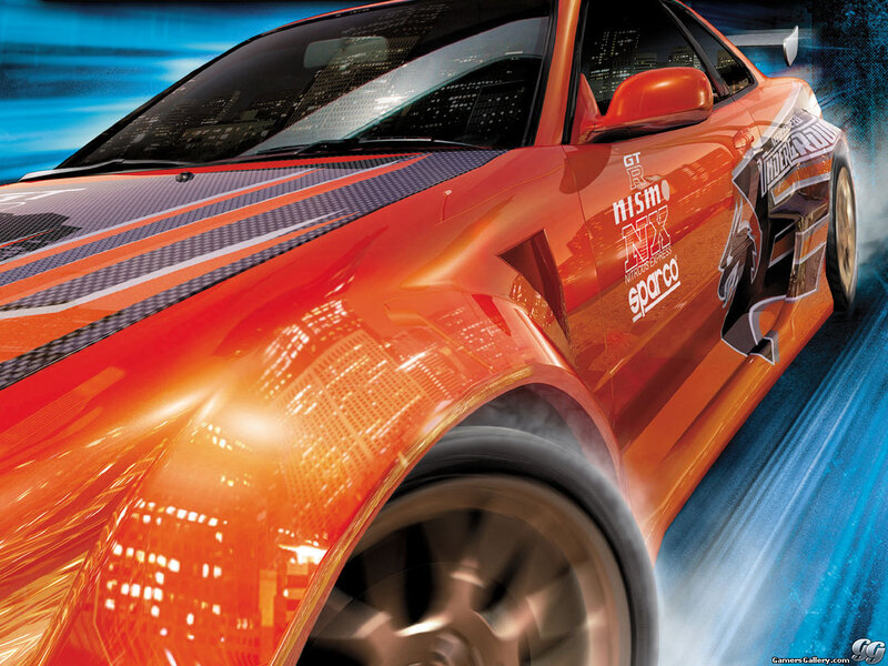 Orange Race Car — Dynamic, Night, Digital Art