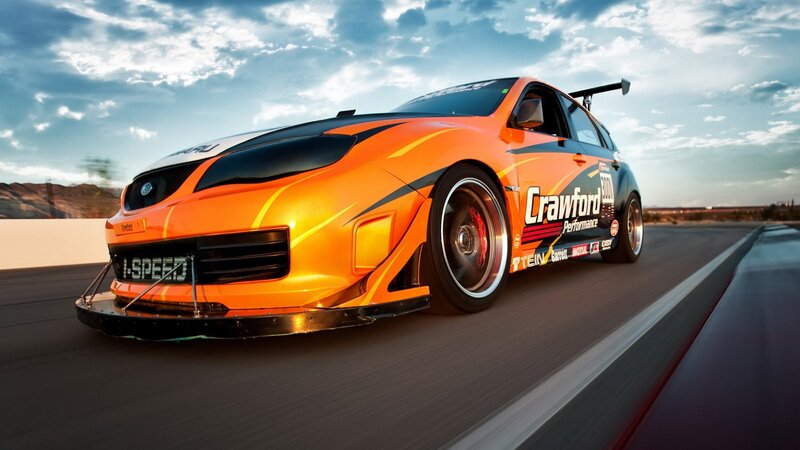 Orange Race Car — Dynamic, Sunset
