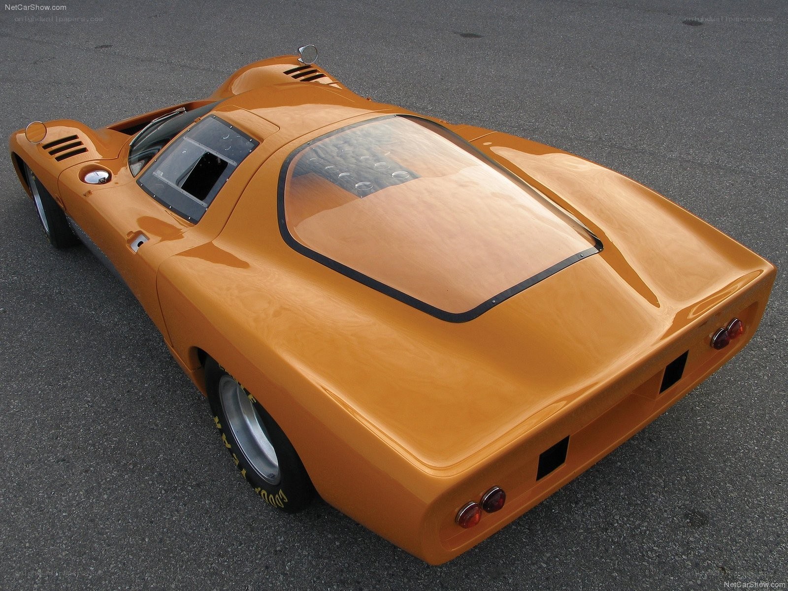 orange race car from above