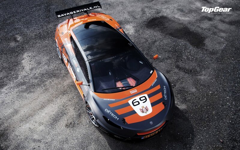 orange race car from above