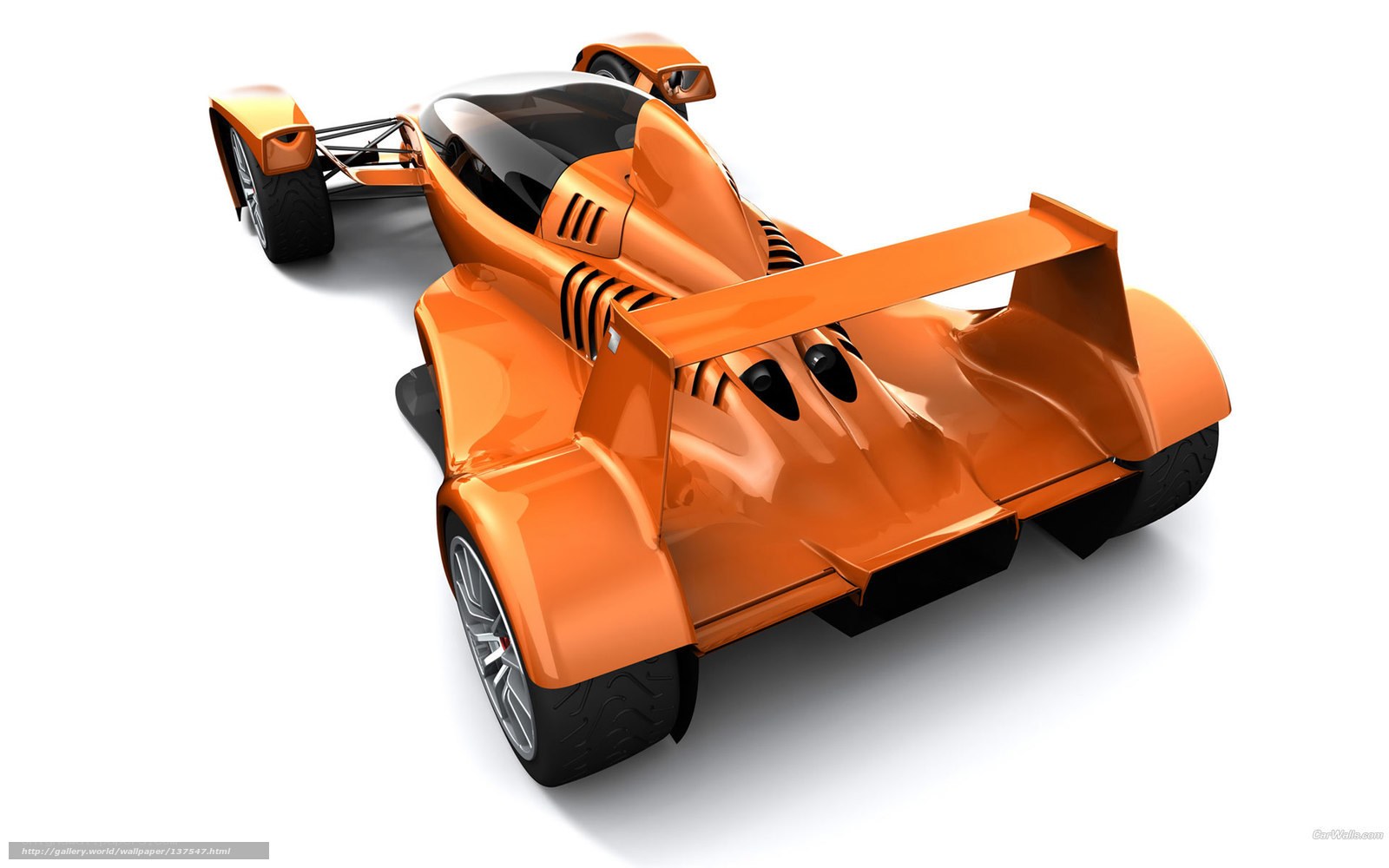 orange race car from above