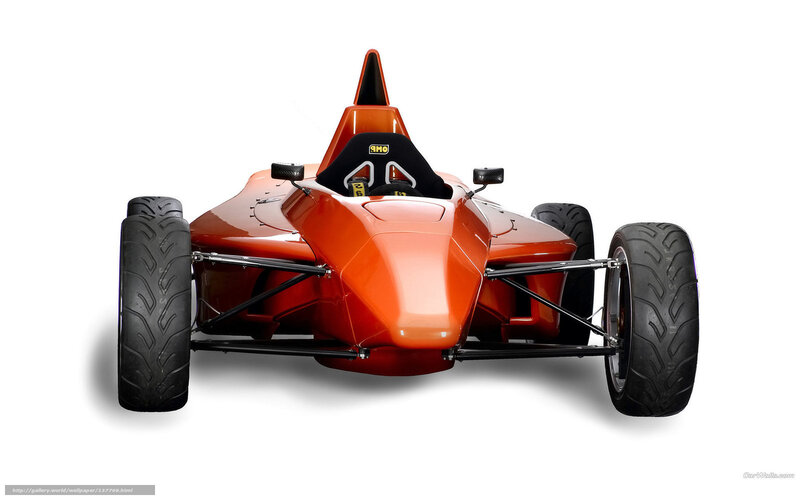 orange race car from front