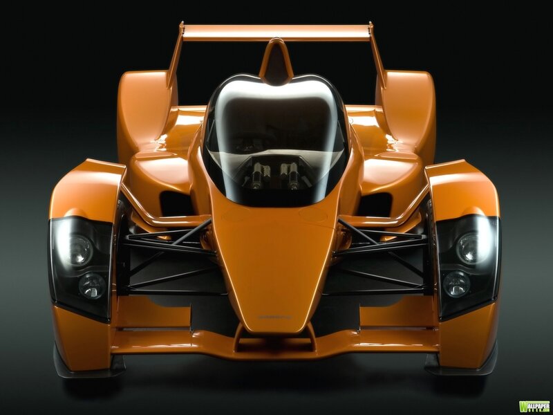 orange race car front view