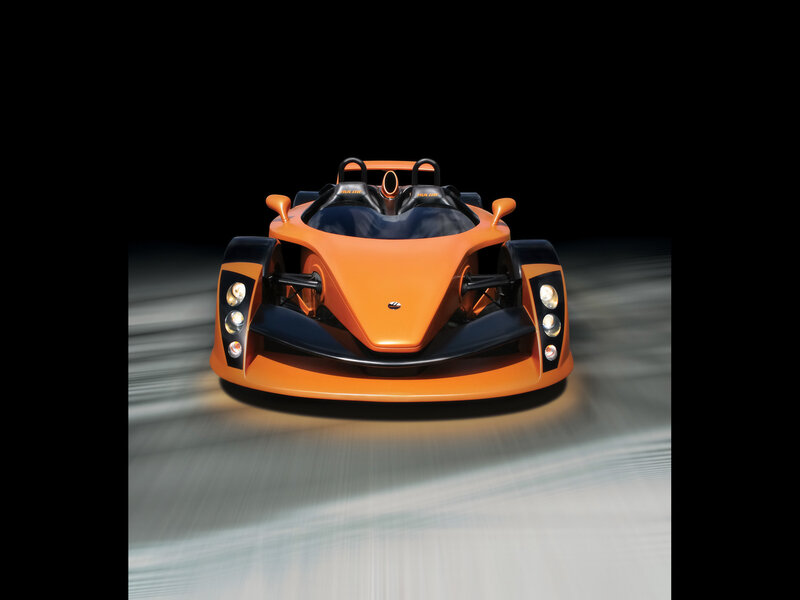 orange race car front view