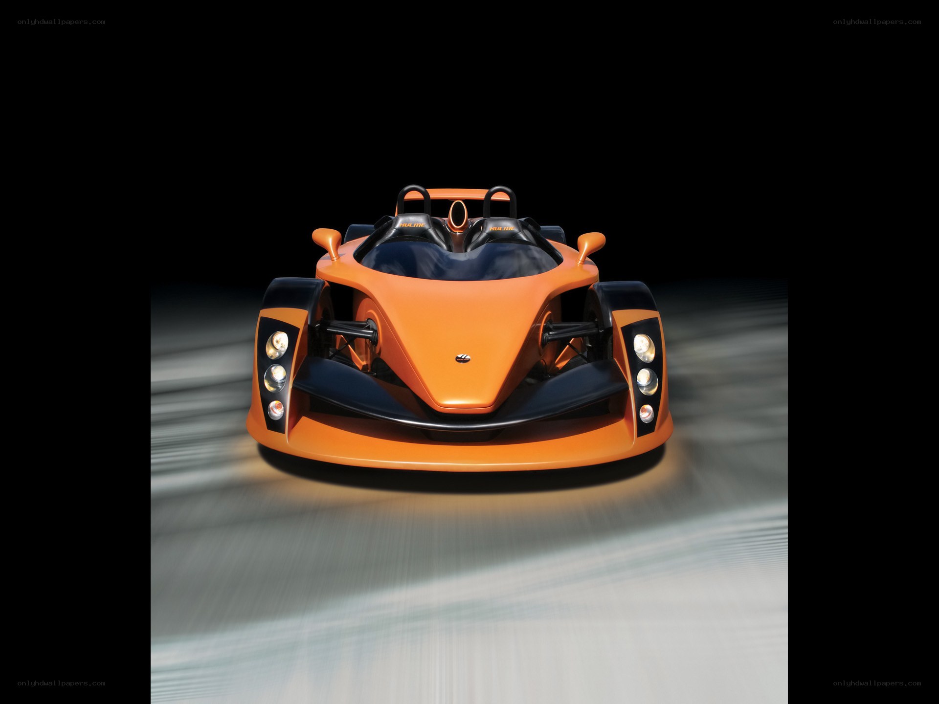orange race car front view