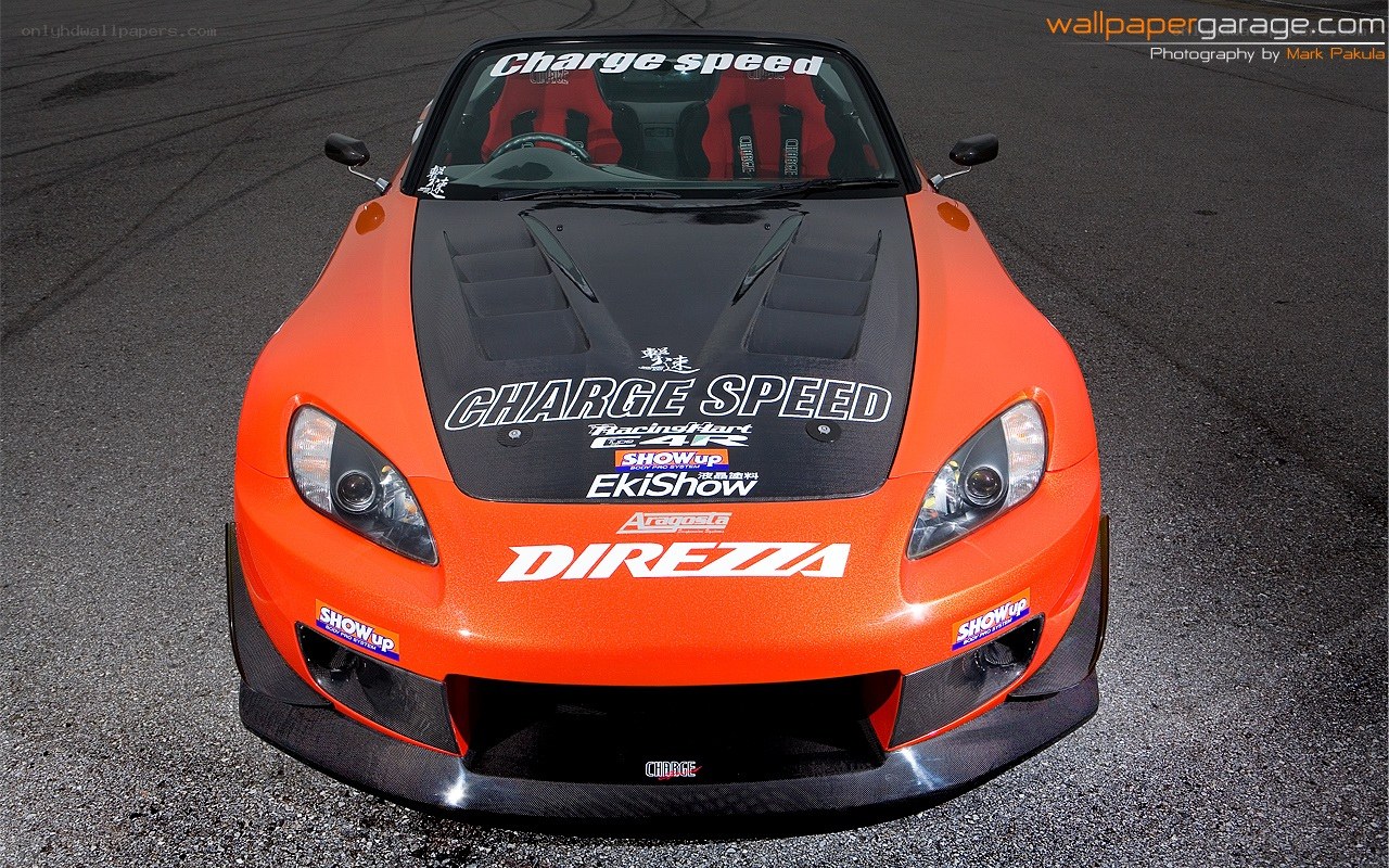 orange race car front view