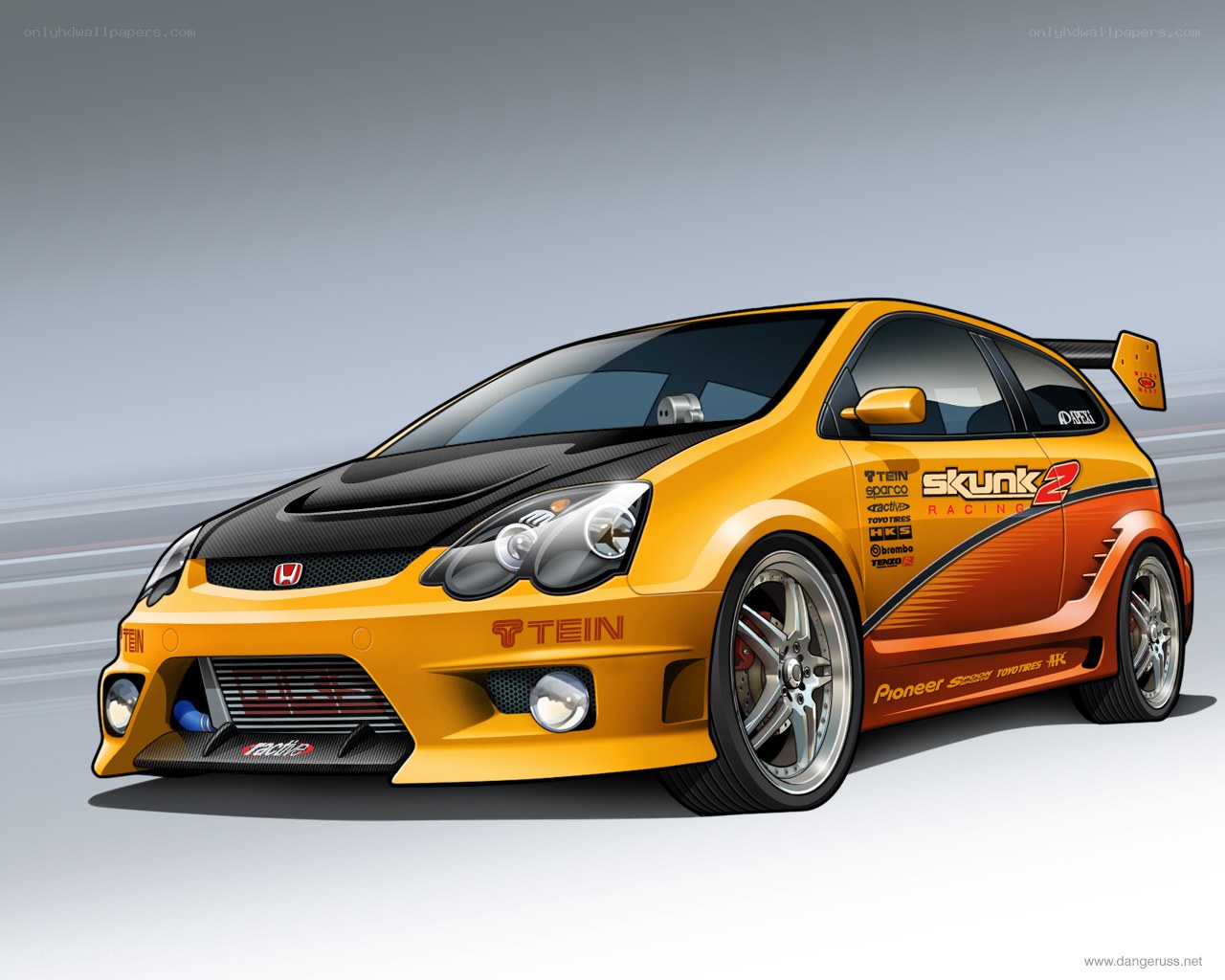 orange race car illustration