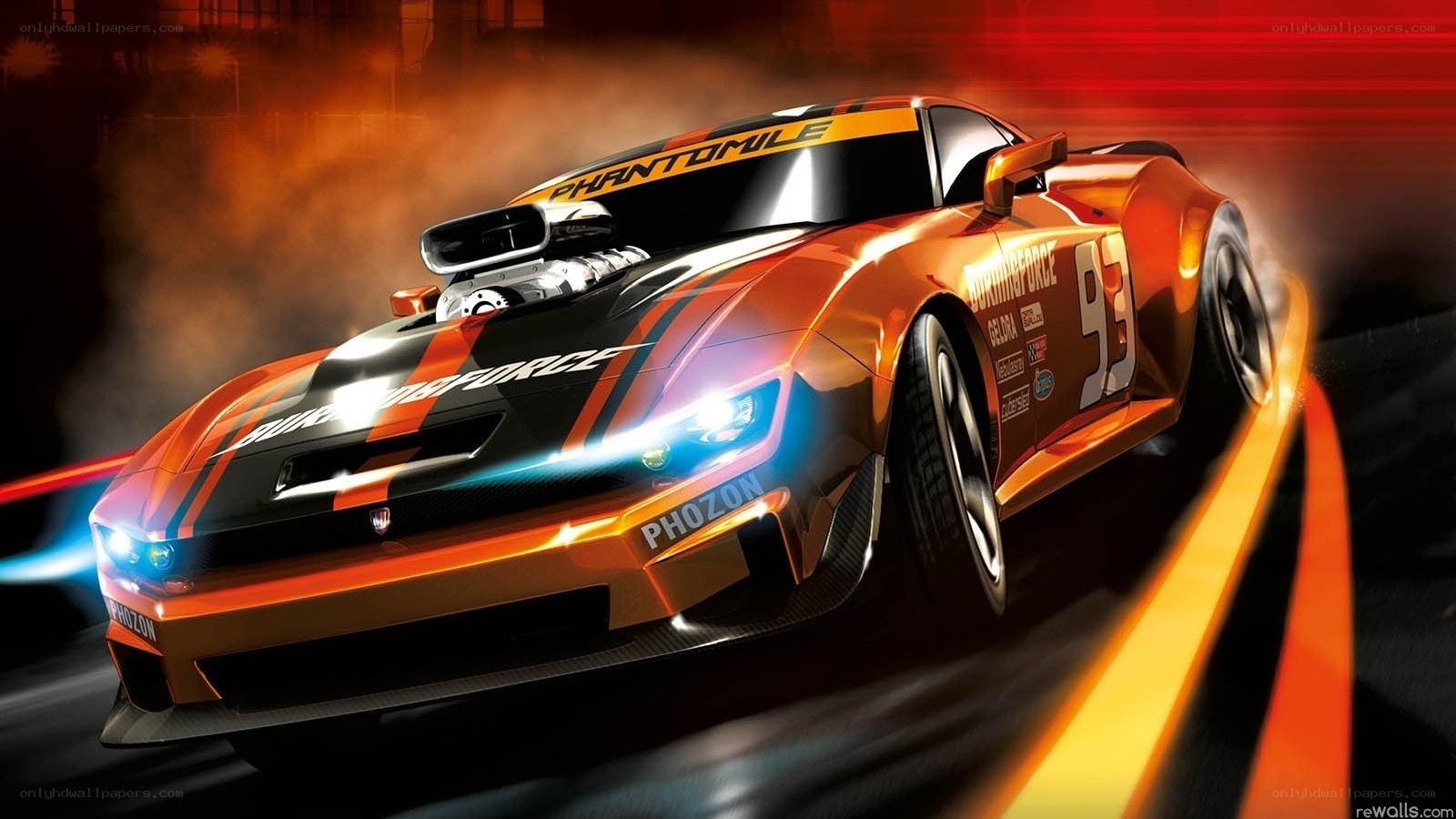 orange race car in motion