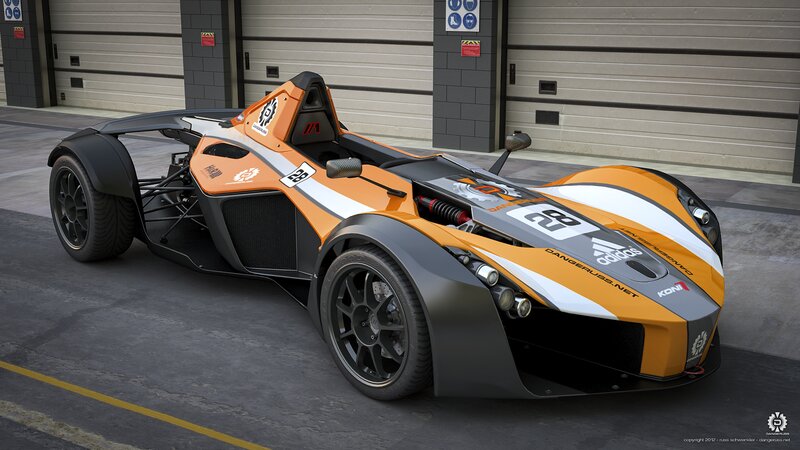 Orange Race Car — Neutral, 3d Render, Garage