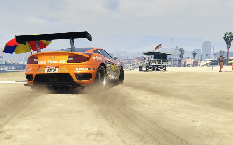 Orange Race Car on Beach