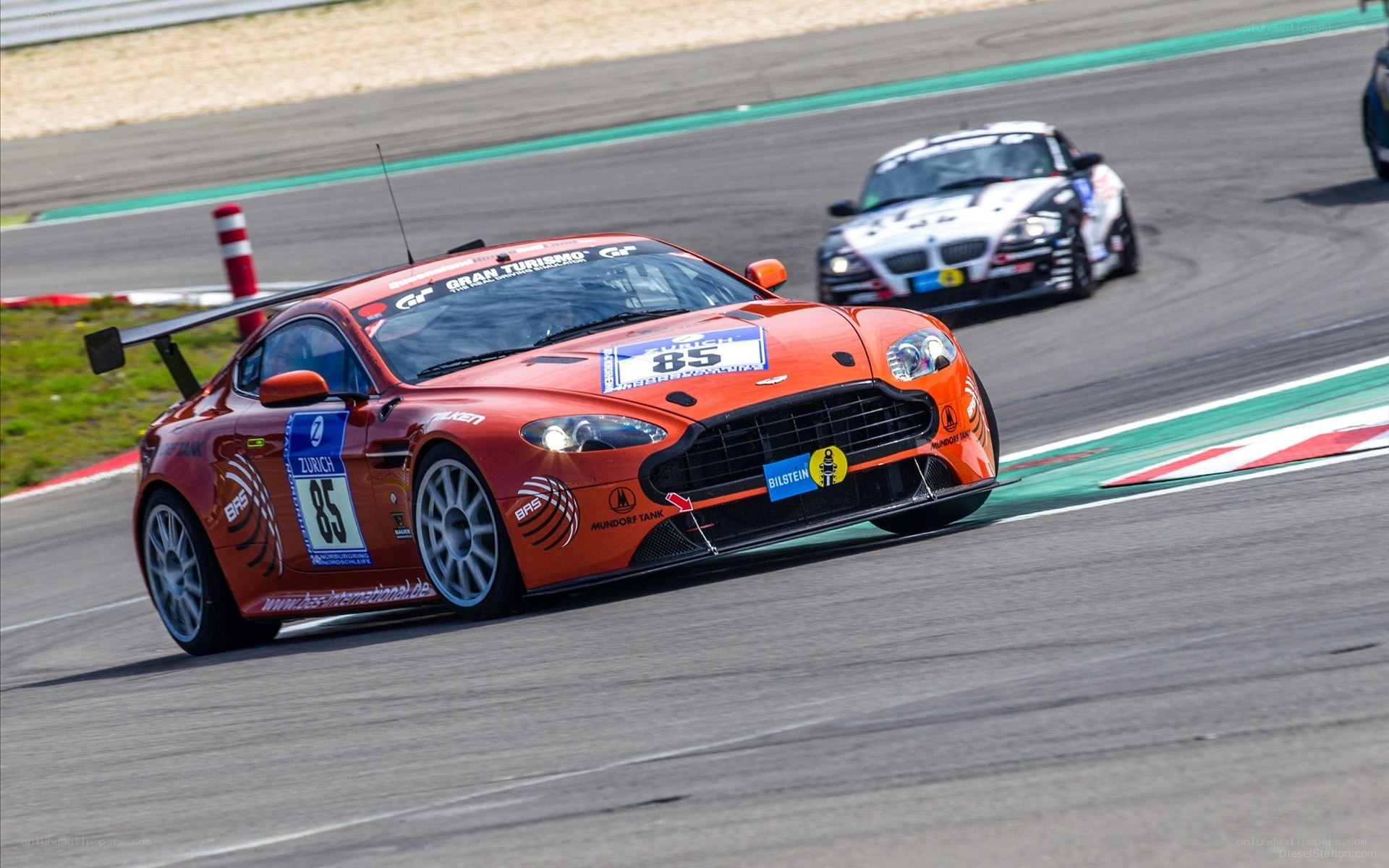 Orange race car on track