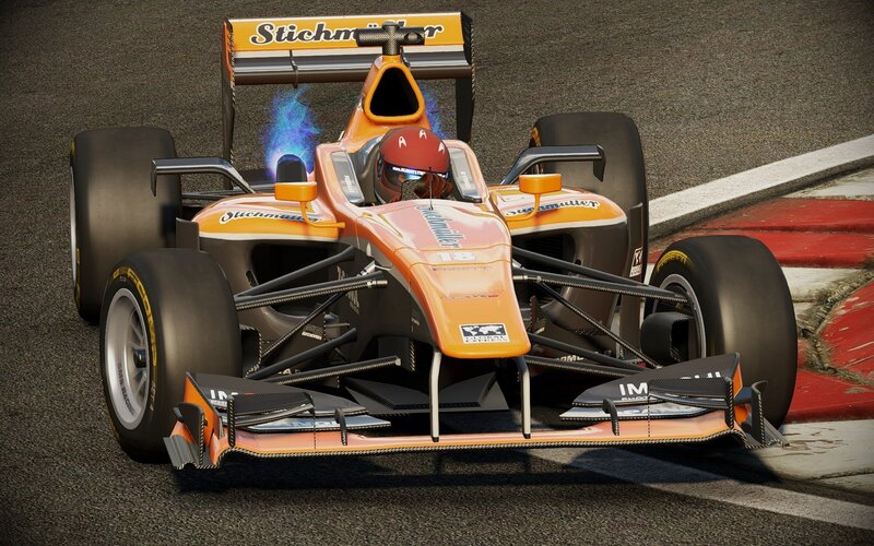 orange race car on track