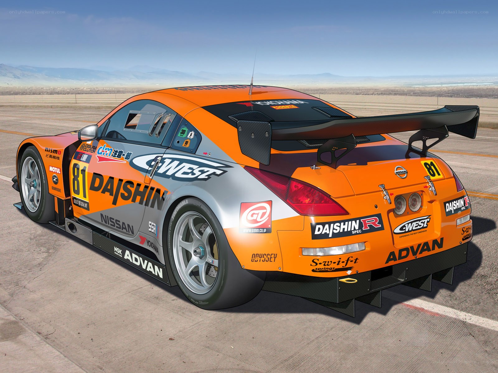 Orange race car on track
