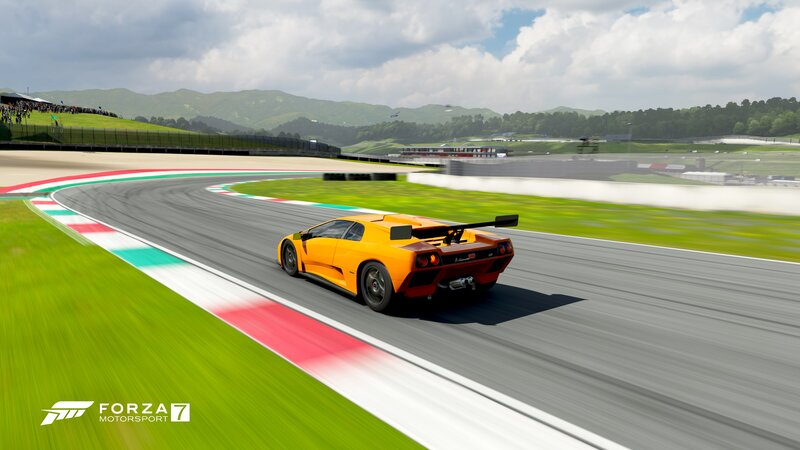 Orange Race Car on Track — Yellow, Dynamic
