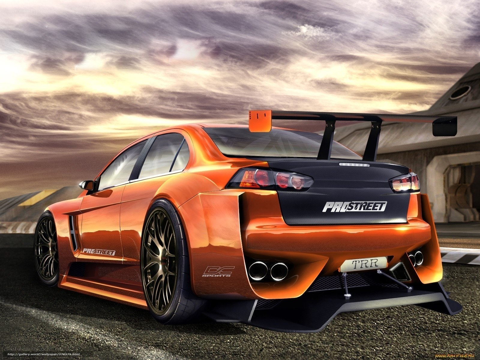 orange race car on track