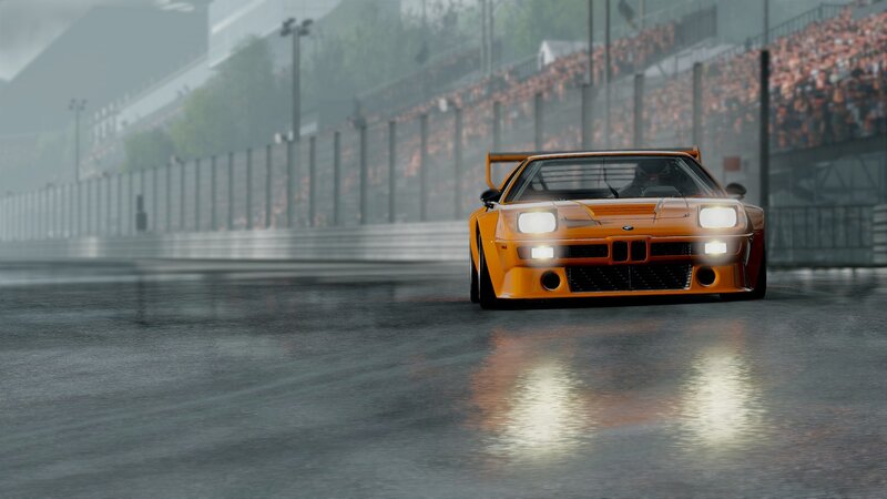 Orange Race Car — Rainy