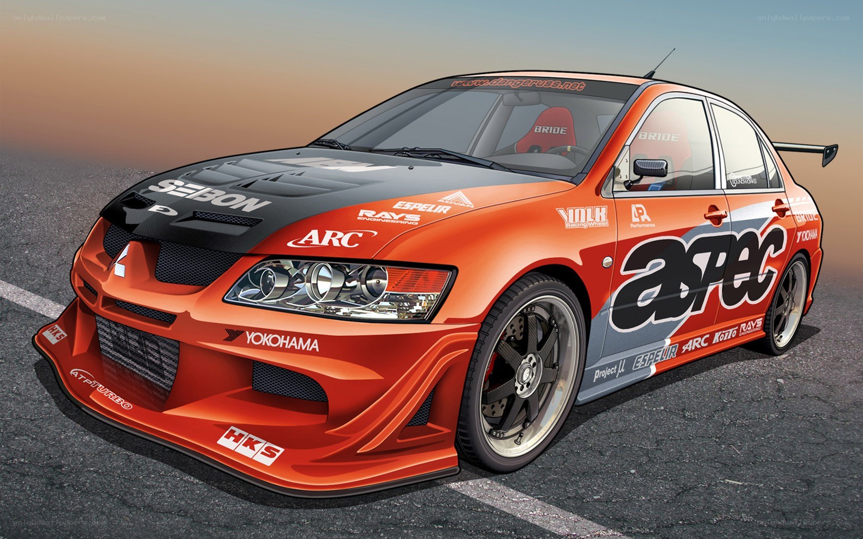 orange race car with decals