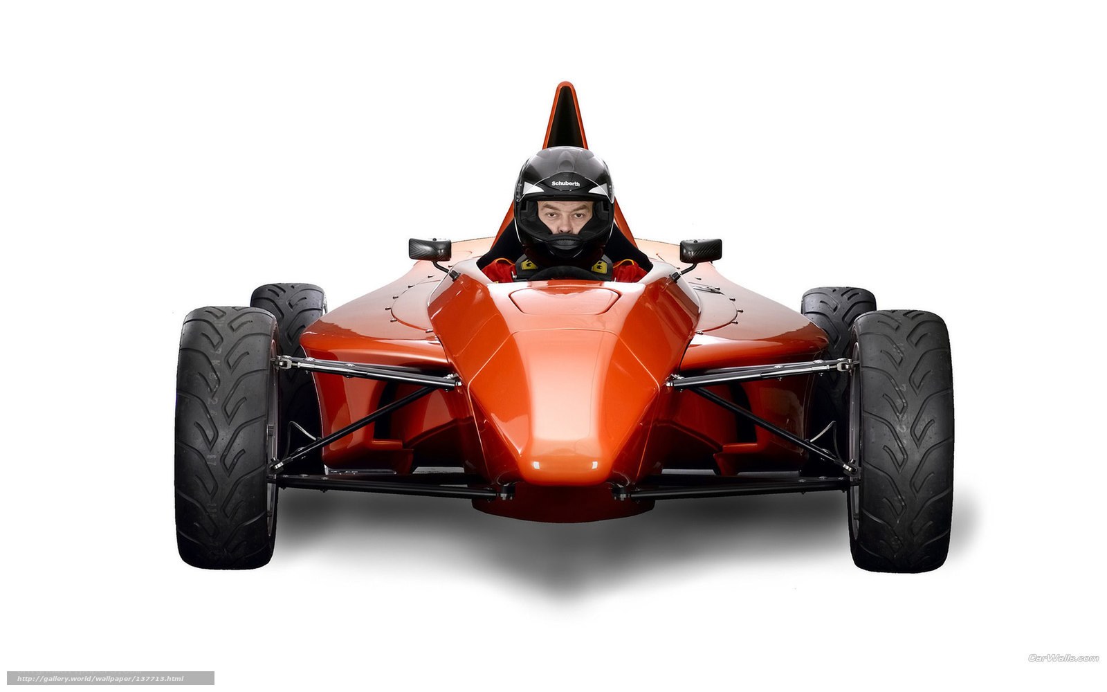 orange race car with driver