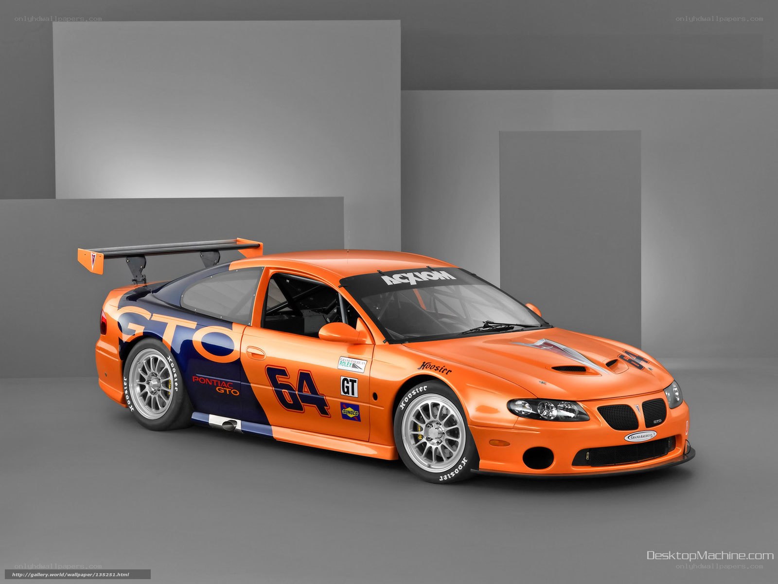 orange race car with number 64