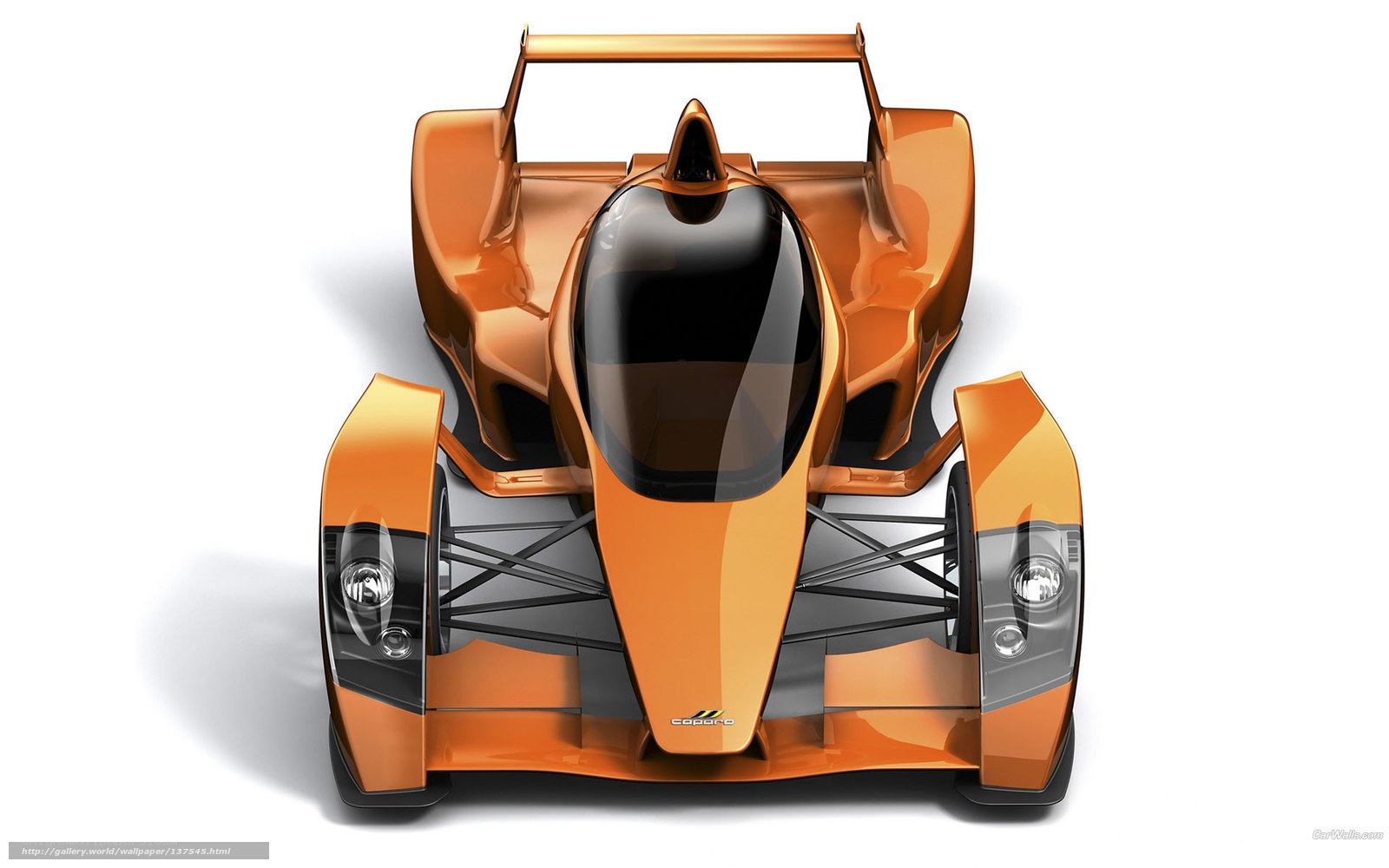 Orange racing car front view