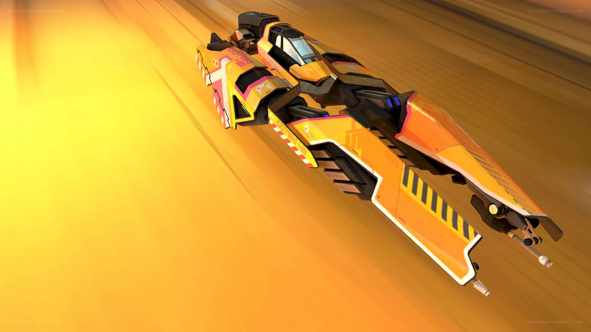 orange racing vehicle in motion