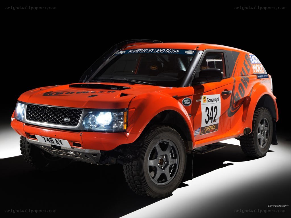 Orange rally car on display
