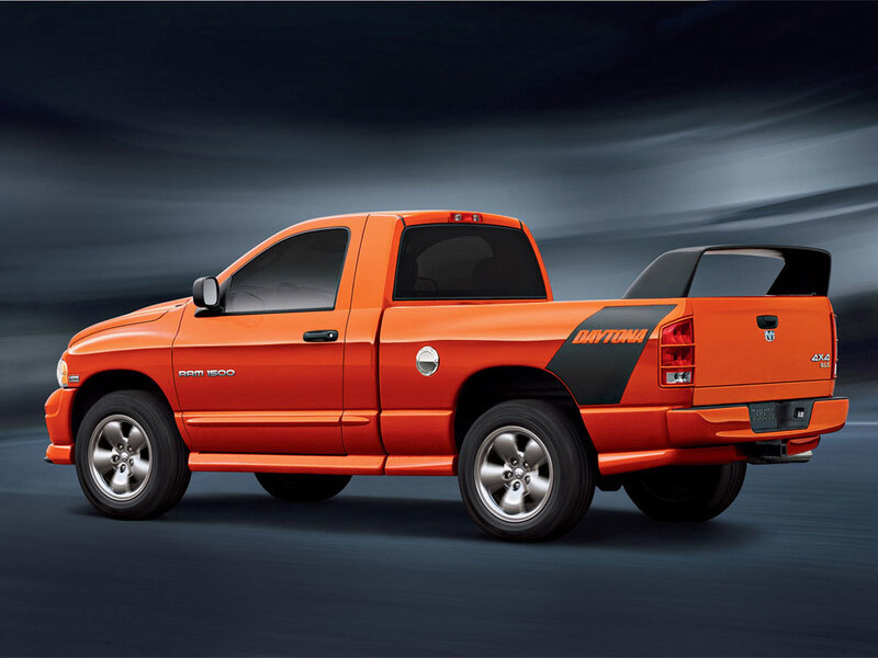 Orange Ram 1500 pickup truck