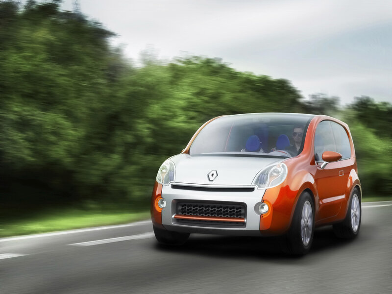 Orange Renault concept car driving