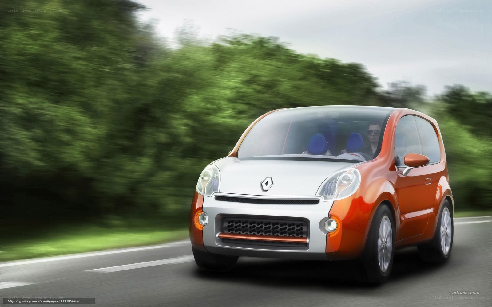 Orange Renault concept car on road