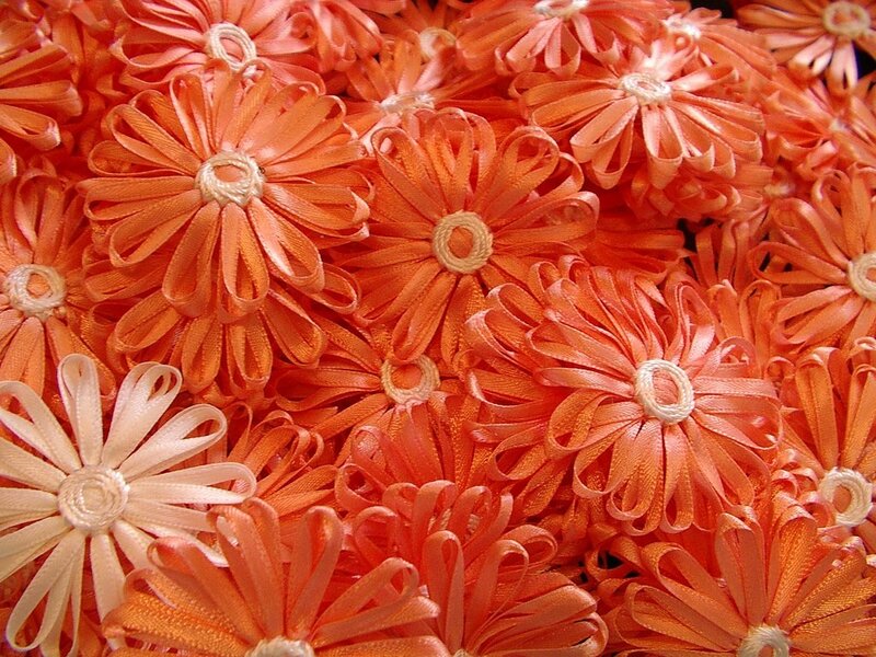 Orange ribbon flowers