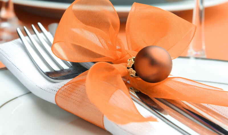 Orange Ribbon on Cutlery
