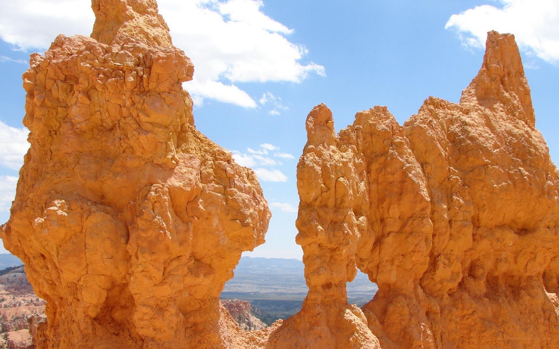orange rock formations in canyon