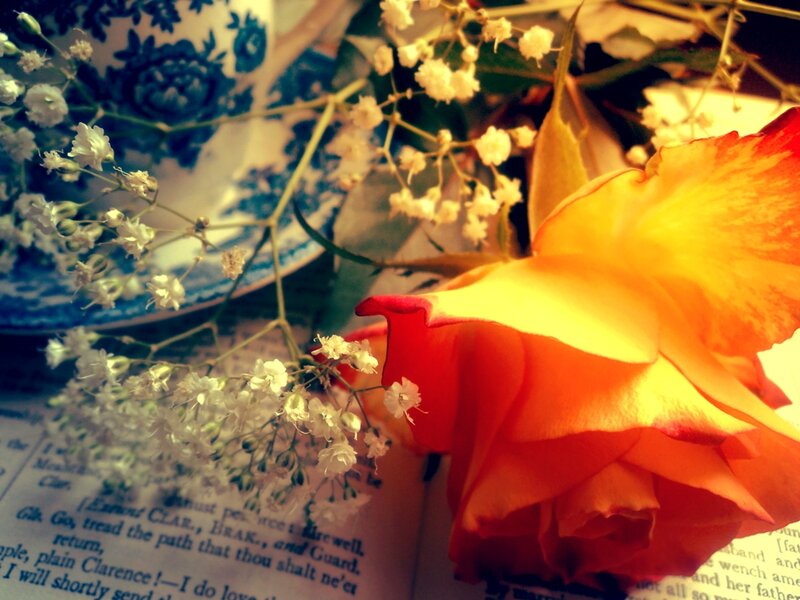 Orange Rose and Baby's Breath